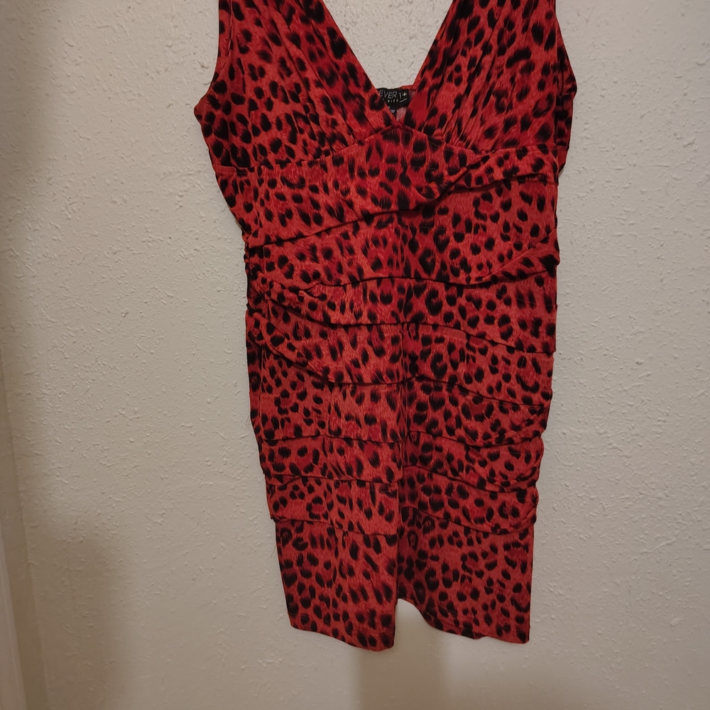 Forever 21 Red and Black Leopard Print Dress